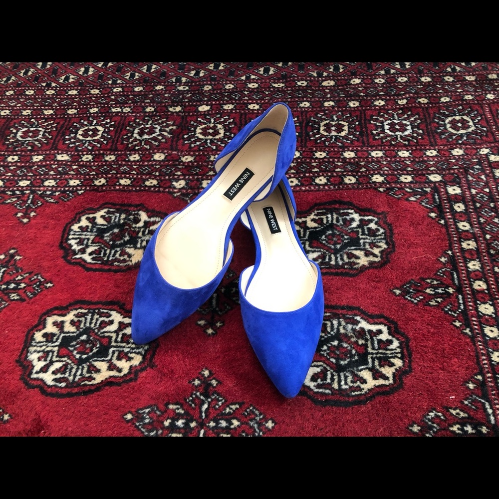 Cobalt Blue Nine West Suede Pointed Flats